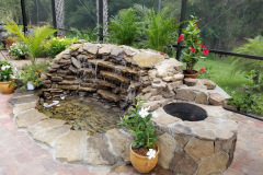 Water feature with fire pit