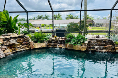 Triple waterfall on pool