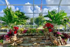 Natural water feature on pool