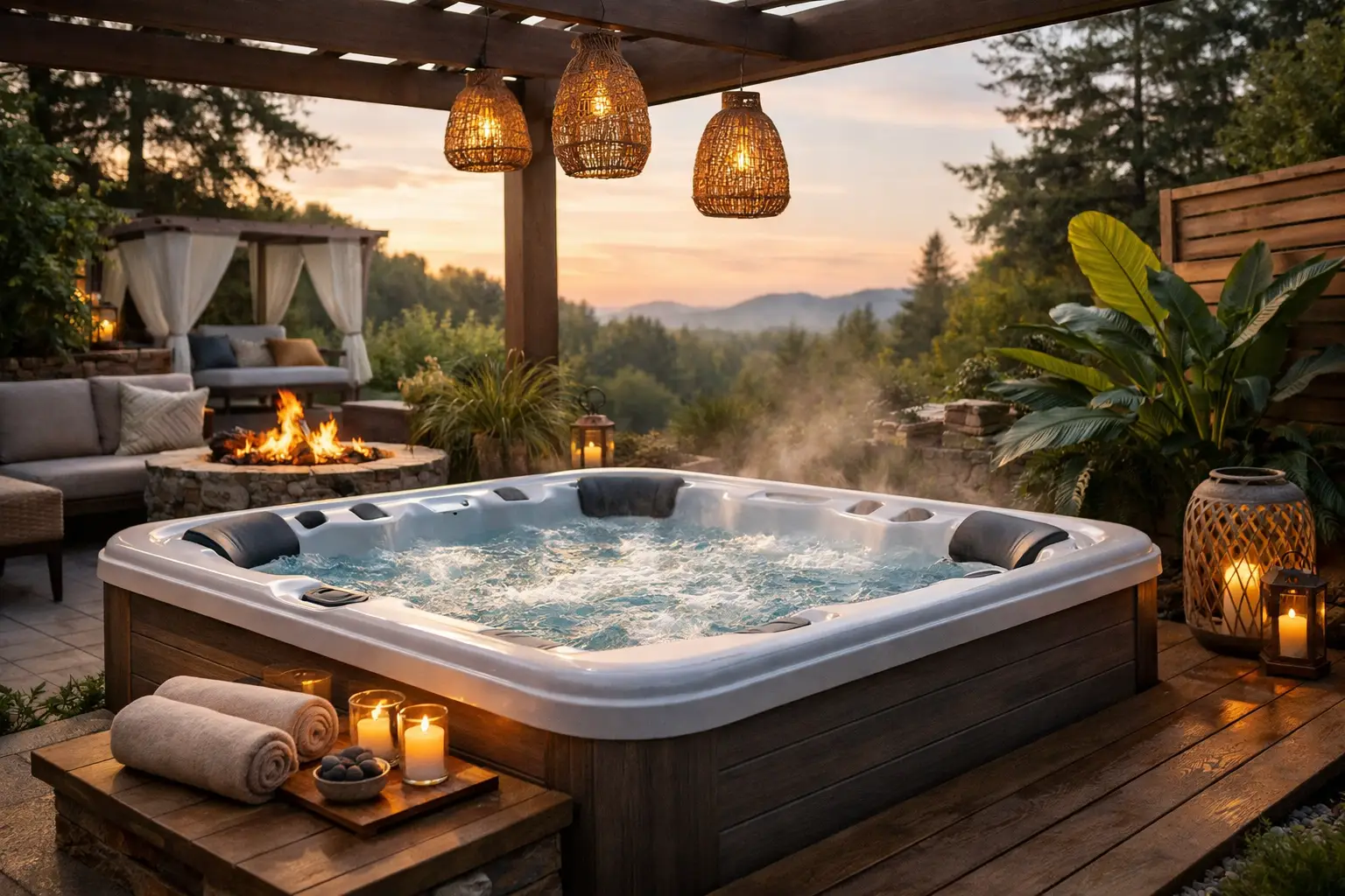 Outdoor Living Sanctuary Hot Tub Ideas